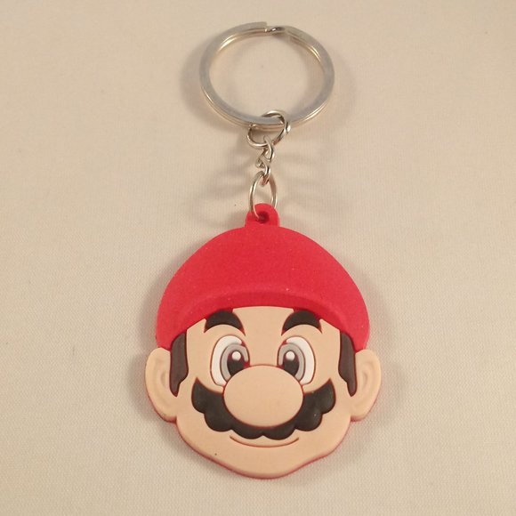 Men's Silver Mario Keychain Key Ring Mario Brothers Party Gift - Picture 2 of 3